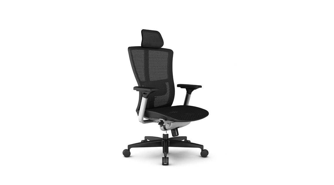 High back Soul office chair in black mesh back and seat.